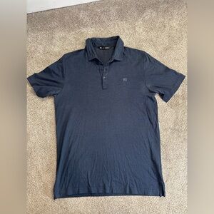 Travis Mathew Golf Men's Large Short Sleeve Polo Shirt Blue Casual Pima Cotton